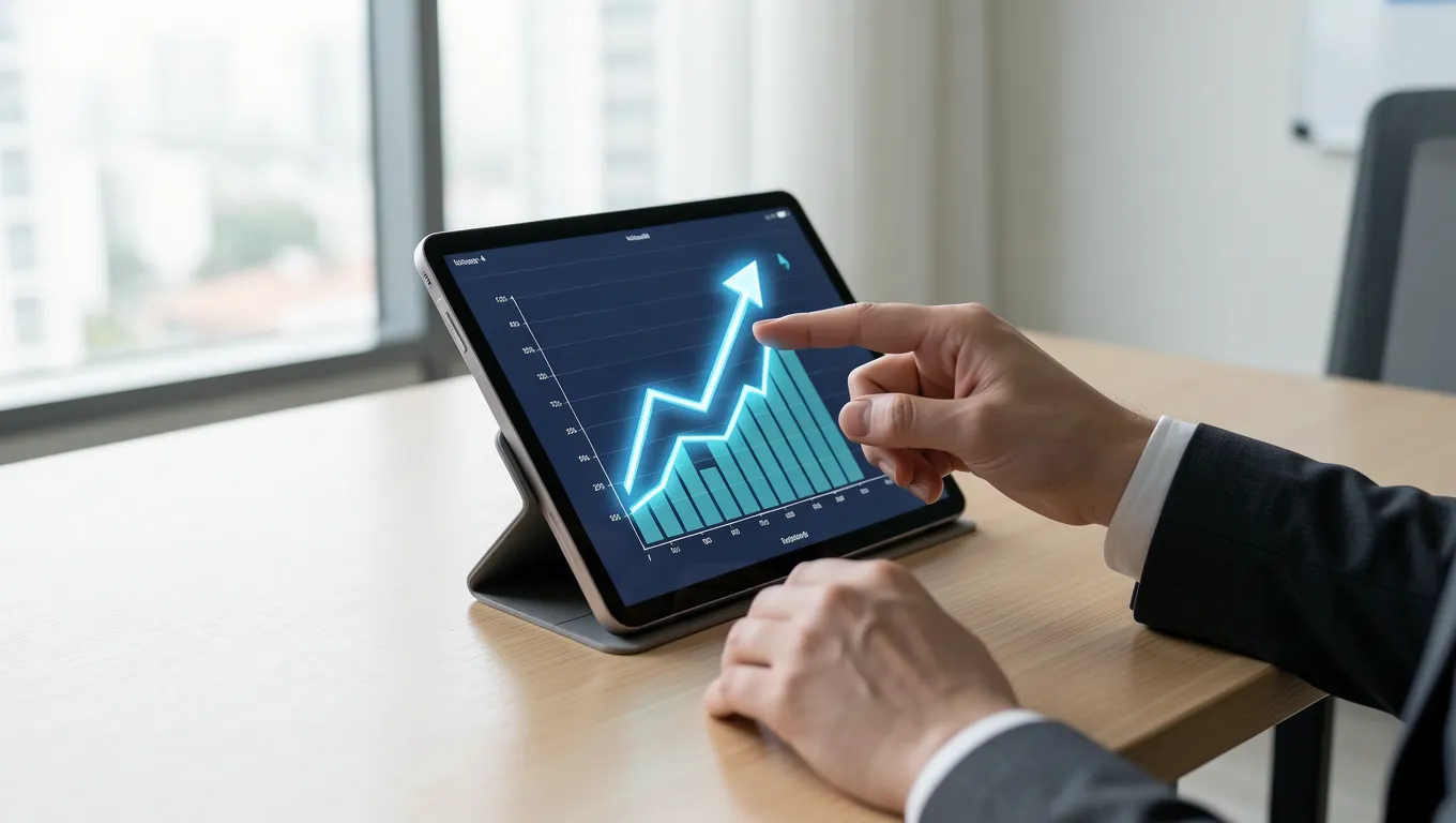 Professional advisor analyzing credit score growth charts