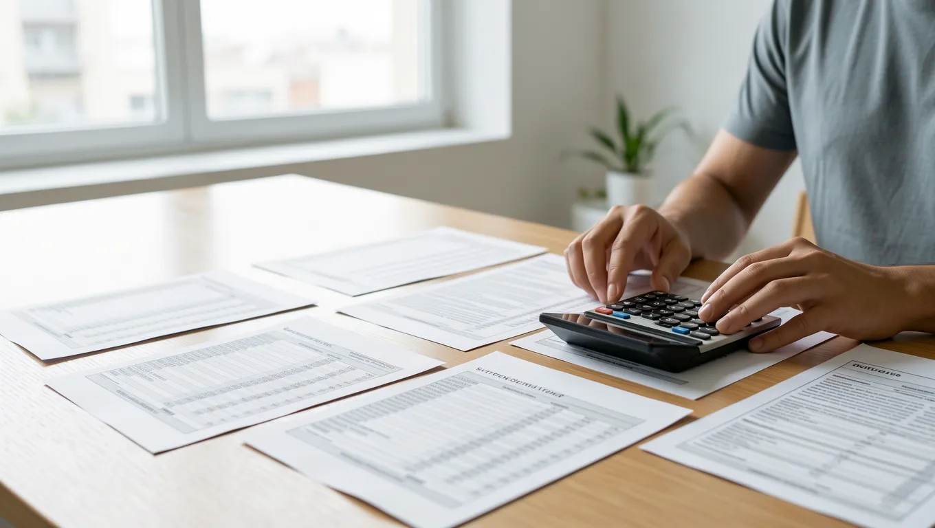 Person reviewing financial documents for debt management
