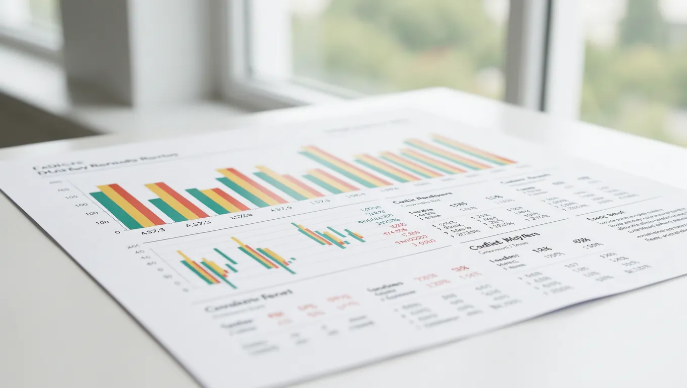 Close up of a professional credit report with data charts