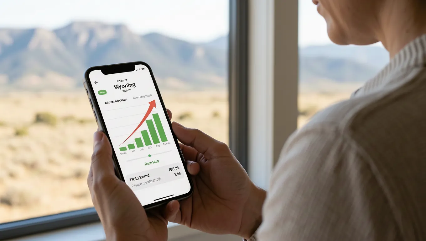 Person viewing a growing credit score on a mobile phone