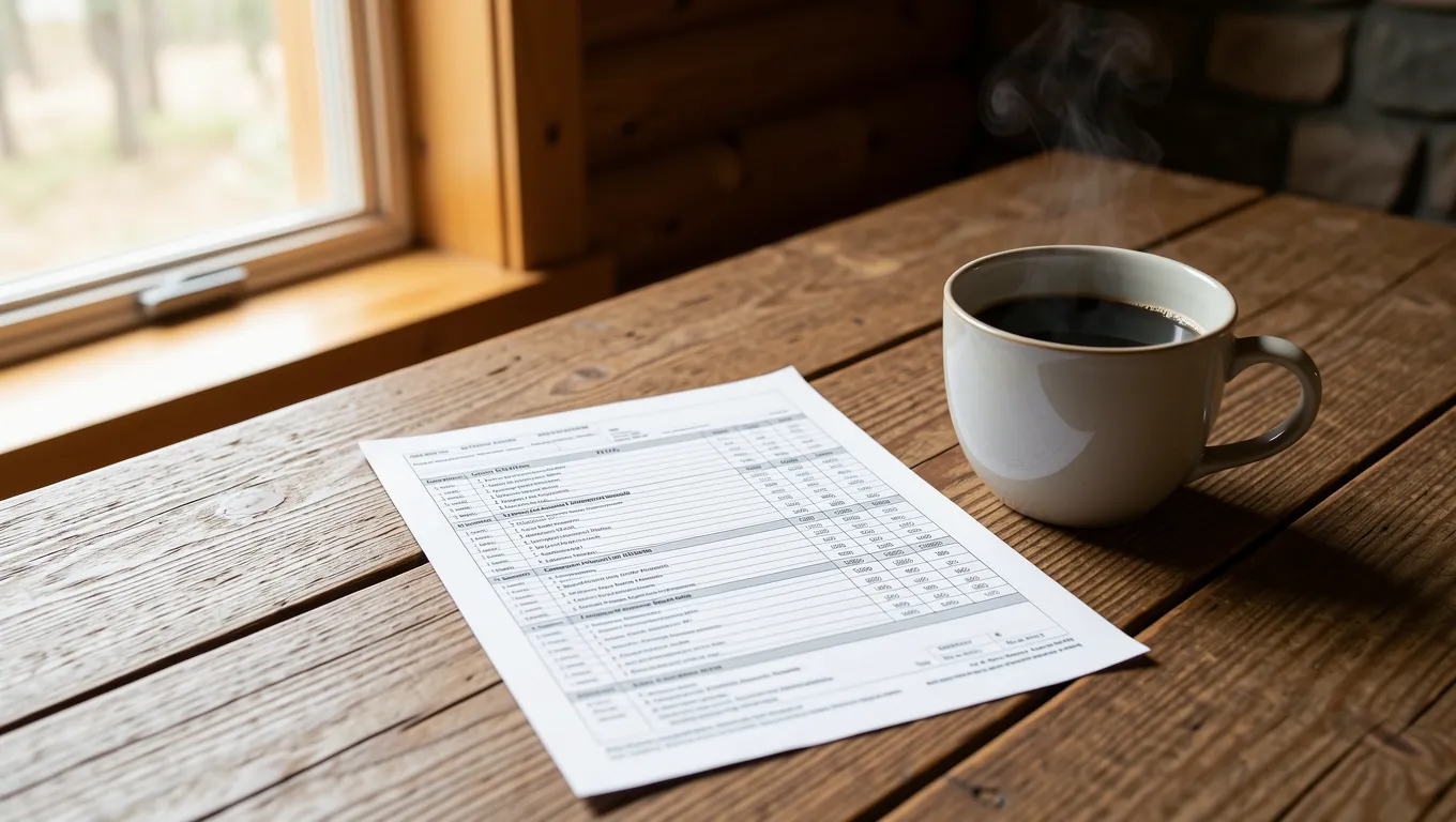 Detailed credit report on a wooden table with coffee