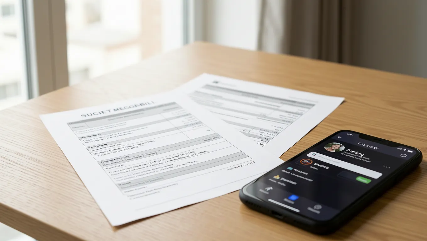 Urgent bills and a mobile phone representing fast no credit check loans for emergencies.