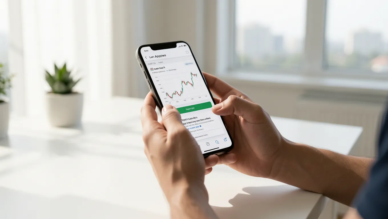 Using a smartphone to check instant approval personal loans status