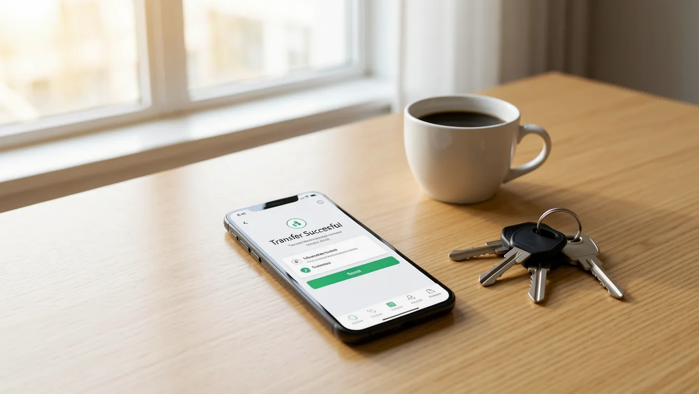 Smartphone showing successful transfer for instant no credit check loans in 2026