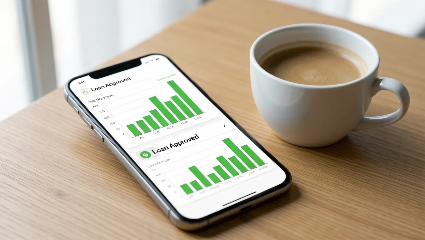 Smartphone showing fast approval for no credit check loans online