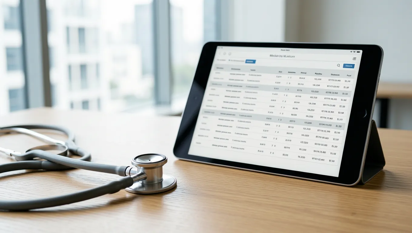 A stethoscope and digital tablet displaying personal loans for medical bills documentation